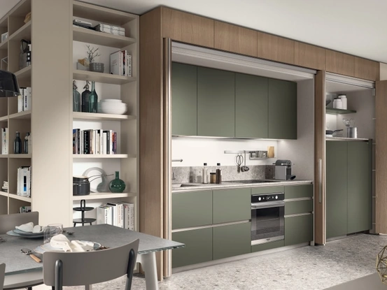 Cucina su misura salvaspazio Boxi 05 Verde di Scavolini
