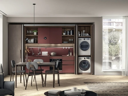 Cucina su misura salvaspazio Boxi 07 Rosso Jaipur di Scavolini