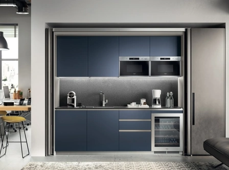 Cucina su misura salvaspazio Boxi 09 Blu Moon di Scavolini
