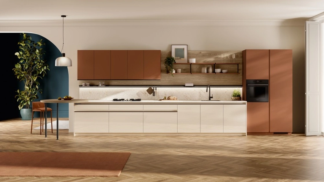 Cucina su misura lineare Stilo 03 in laccato lucido e opaco Scavolini