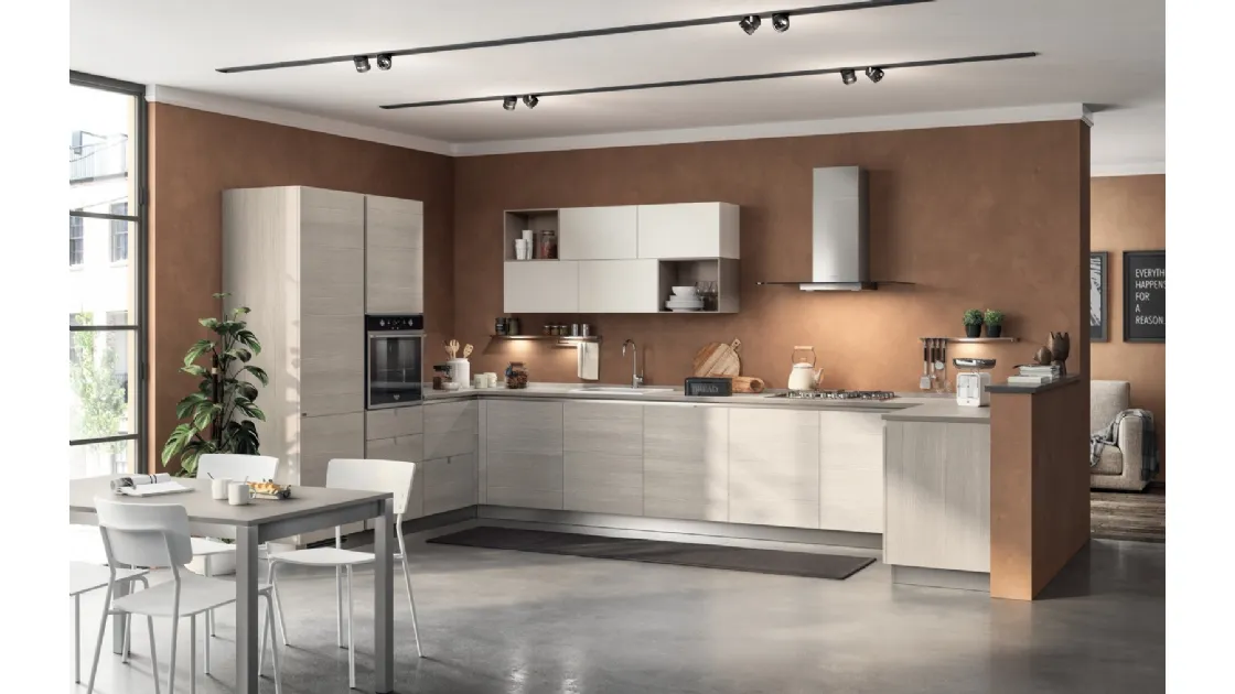 Cucina su misura Urban & Urban 03 in decorativo Larice Pasha di Scavolini